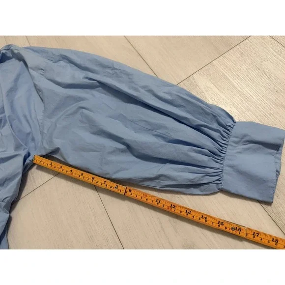 NWT Anthropologie Maeve Poplin Mini Shirt Dress Sz XL Sky Blue Long Sleeve $148 - Picture 15 of 15
